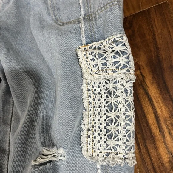 POL Light Blue Denim Joggers with Rope Tie - Picture 3 of 4